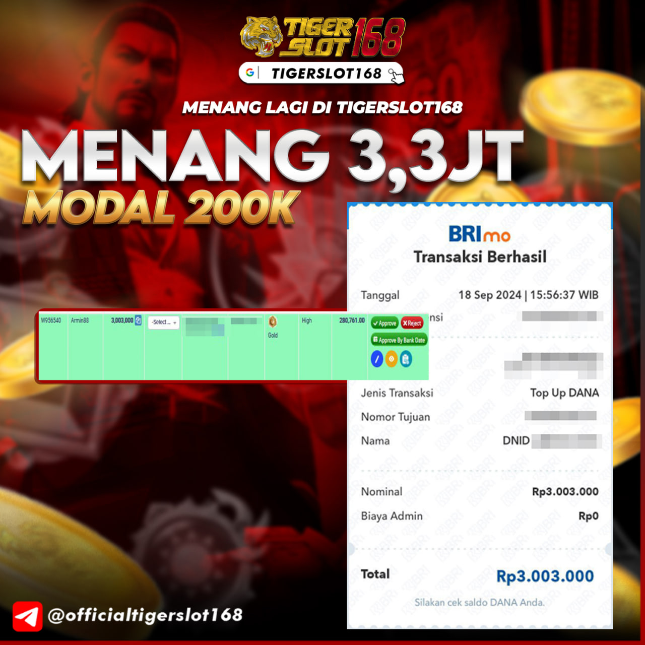 Gambar KEMENANGAN BESAR MEMBER TIGERSLOT168