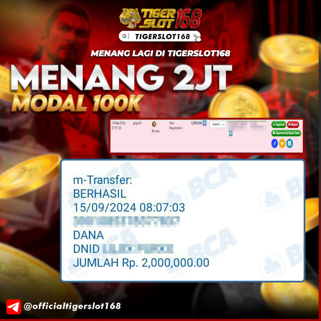 Gambar BUKTI KEMENANGAN MEMBER TIGERSLOT168